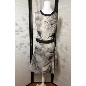 Mossimo Fit Flare Dress Large Black White Abstract Ink Blot Mod Goth Sleeveless